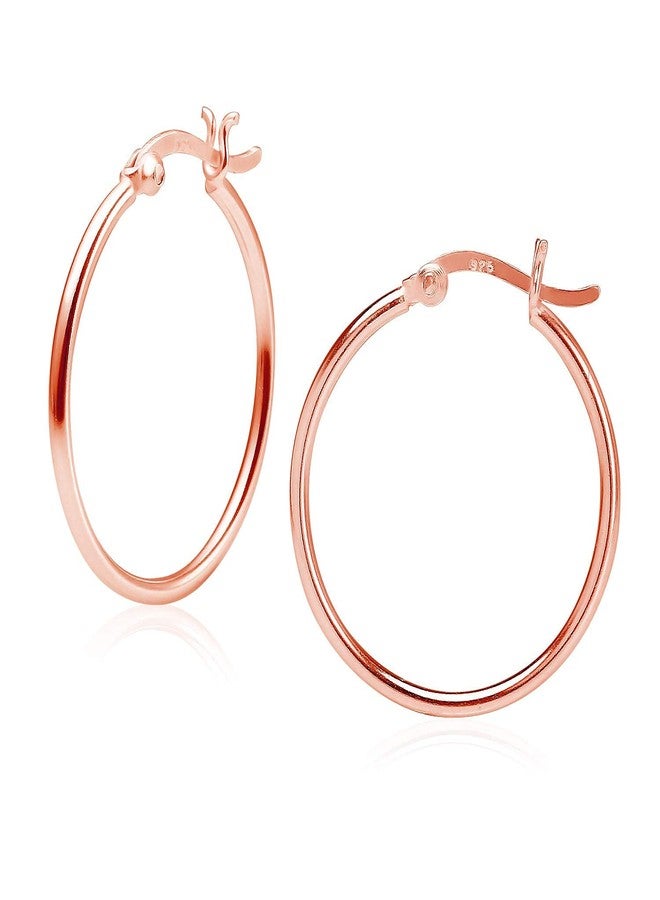 Big Apple Hoops - 925 Sterling Silver 15mm-50mm Lightweight Click Top Hoop Earrings in 3 Colors Rose, Silver or Gold - Image 4